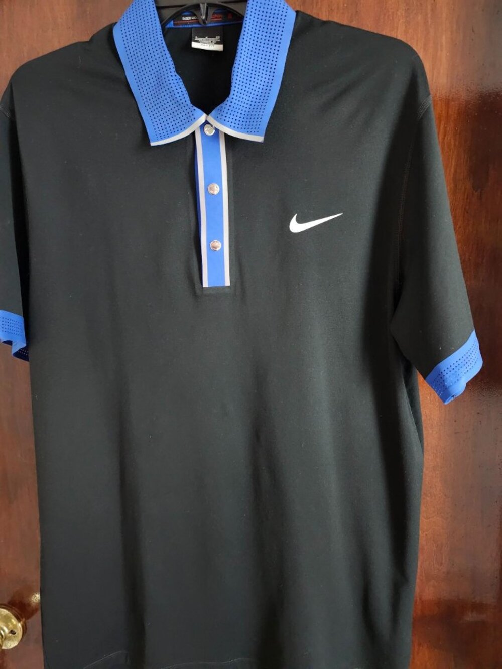 Nike Tiger Woods Collection Polo Dri Fit Black Short Sleeve